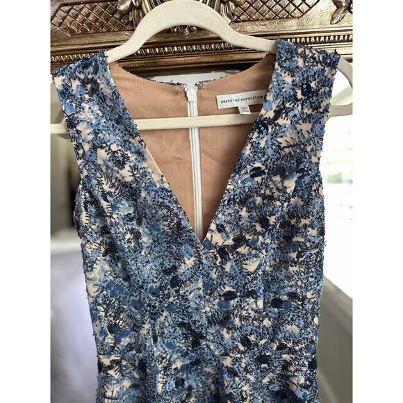 Dress the Population Sally Embroidered Sequin Fit & Flare Dress Small - Picture 8 of 9